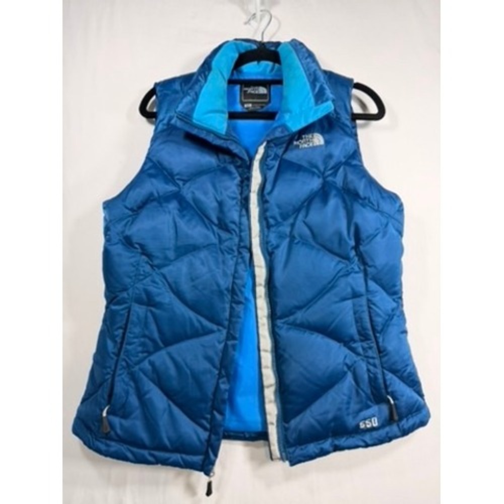 The North Face Puffer Vest Womens Small Blue Excellent 550 Down Quilted